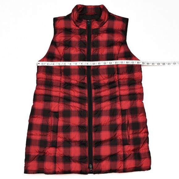 J. JILL Down Fill Puffer Vest‎ XS Red Full Zip Quilted Pockets Tunic Gorpcore - Picture 4 of 11